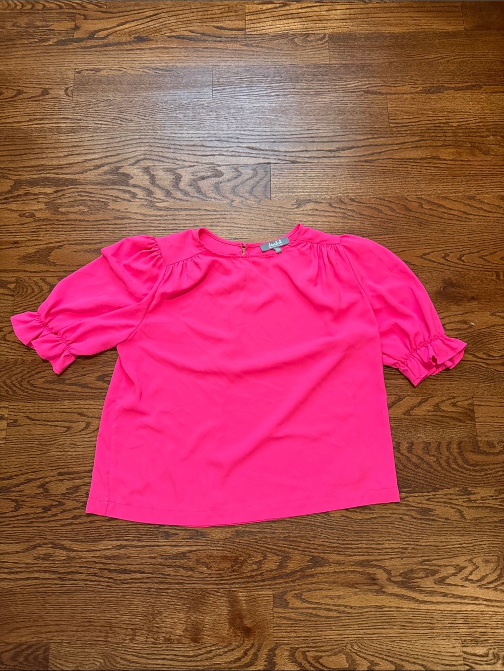 Marled Hot Pink Puff-Sleeve Blouse